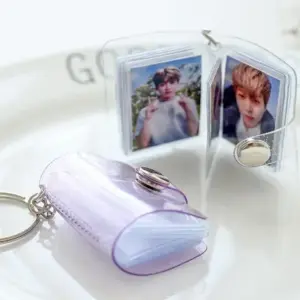 Small Photo Album 2 Inch Mini Photo Sticker Collect Book 16 Pockets Photo Holds Card Holder Portable Keychain Bag Pendant Gift